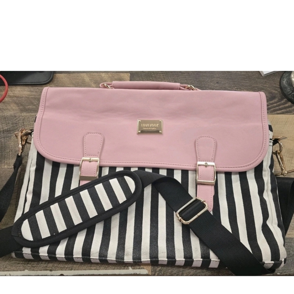 Pink and Black Striped Women's Bag LOVEVOOK